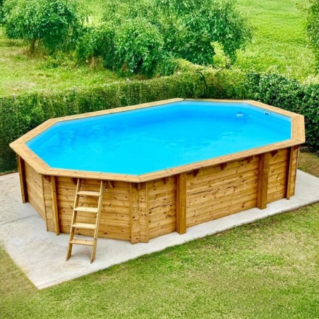 Pool NEMO 7.3 x 3.97 - H.1.45 m, grau, mit am Beton verschraubten Stahlprofilen