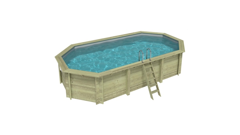 Pool NEMO 7.3 x 3.97 - H.1.45 m, grau, auf Rahmen - ohne Betonieren