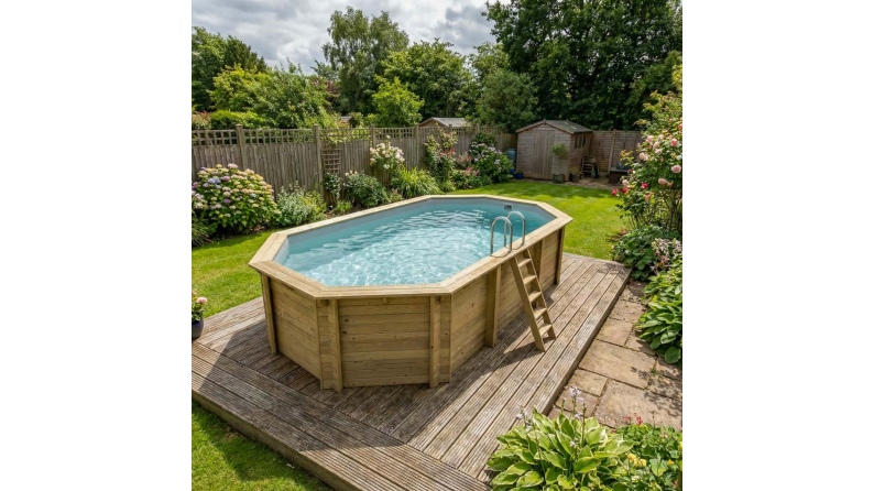 Pool NEMO 7.3 x 3.97 - H.1.45 m, grau, auf Rahmen - ohne Betonieren