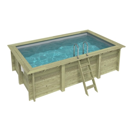Pool AQUA 4.65 x 2.85 - H.1.24 m, grau, mit am Beton verschraubten Stahlprofilen