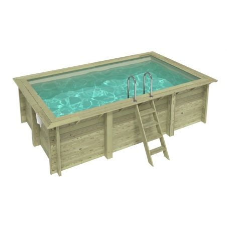 Pool AQUA 4.65 x 2.85 - H.1.24 m, sandfarben, mit am Beton verschraubten Stahlprofilen