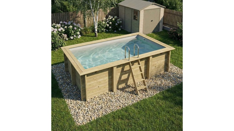 Pool AQUA 4.65 x 2.85 - H.1.24 m, grau, auf Rahmen - ohne Betonieren
