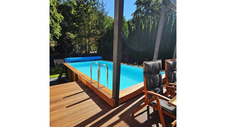Pool AQUA 6.1 x 2.85 - H.1.31 m, grau, mit Stahlprofilen zum Einbetonieren