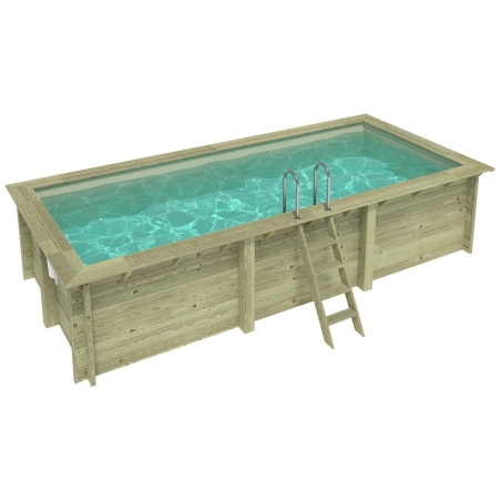 Pool AQUA 6.1 x 2.85 - H.1.31 m, sandfarben, mit Stahlprofilen zum Einbetonieren