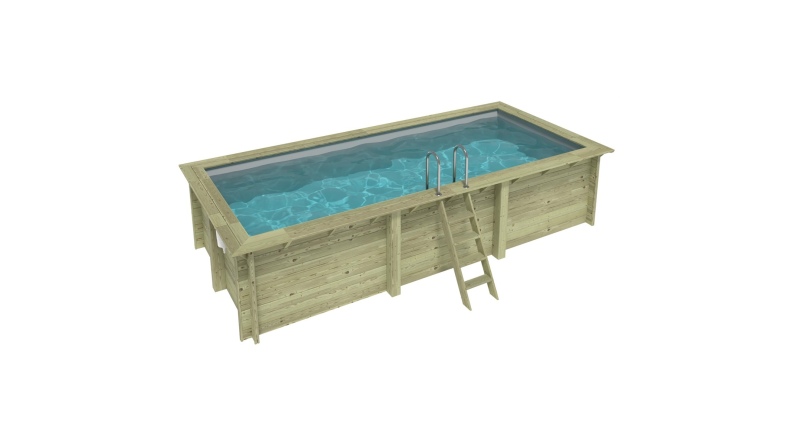 Pool AQUA 6.1 x 2.85 - H.1.31 m, grau, mit am Beton verschraubten Stahlprofilen