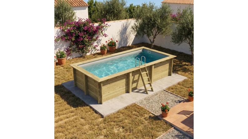 Pool AQUA 6.1 x 2.85 - H.1.31 m, grau, auf Rahmen - ohne Betonieren