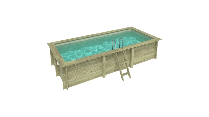 Pool AQUA 6.1 x 2.85 - H.1.31 m, sandfarben, auf Rahmen - ohne Betonieren
