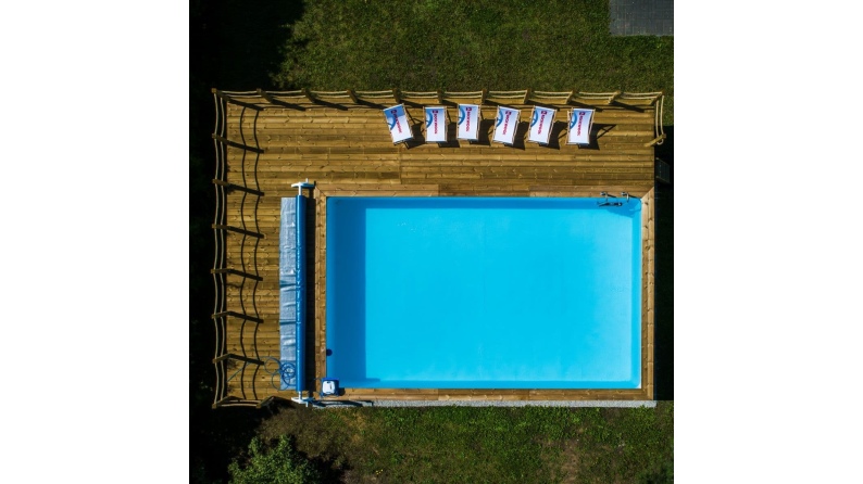 Pool AQUA 6.1 x 2.85 - H.1.31 m, sandfarben, auf Rahmen - ohne Betonieren