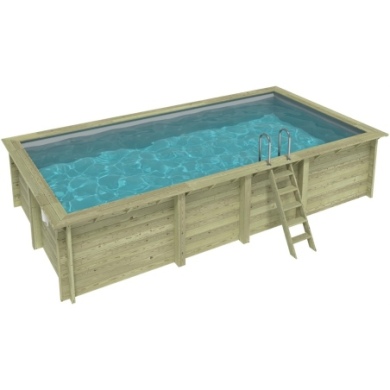 Pool AQUA 7 x 3.75 - H.1.45 m, grau, mit am Beton verschraubten Stahlprofilen