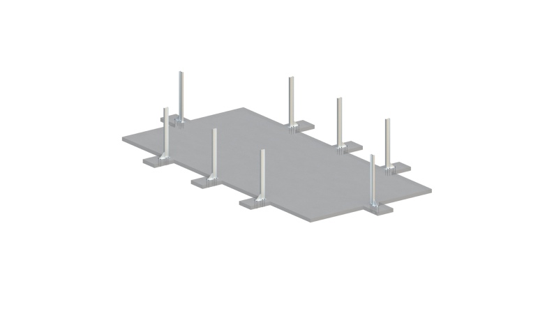 Pool AQUA 7 x 3.75 - H.1.45 m, grau, mit am Beton verschraubten Stahlprofilen
