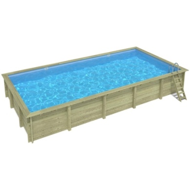 Pool AQUA 10.2 x 5.2 - H.1.45 m, hellblau, mit am Beton verschraubten Stahlprofilen