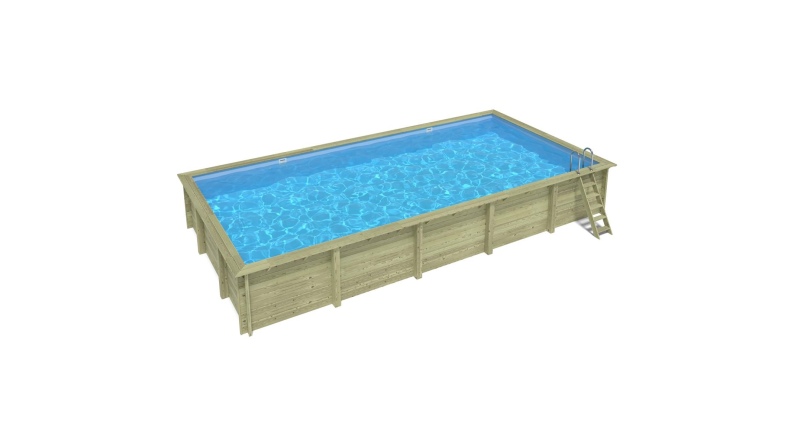 Pool AQUA 10.2 x 5.2 - H.1.45 m, hellblau, mit am Beton verschraubten Stahlprofilen