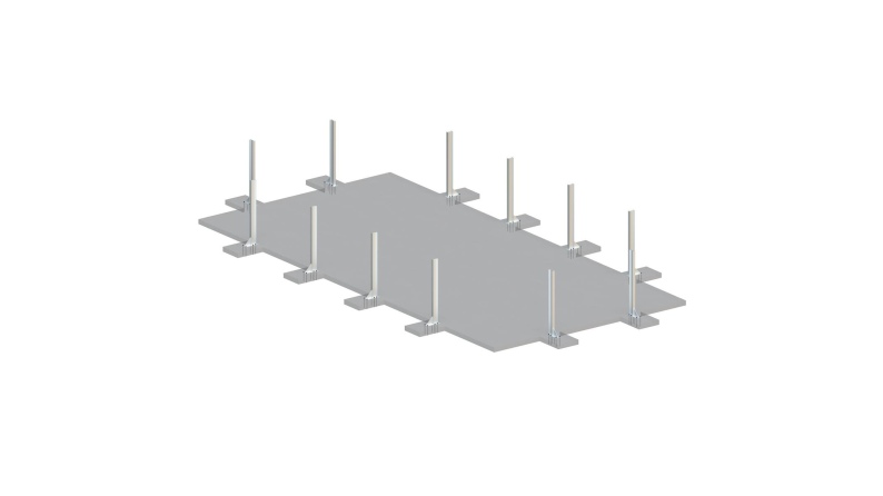 Pool AQUA 10.2 x 5.2 - H.1.45 m, hellblau, mit am Beton verschraubten Stahlprofilen