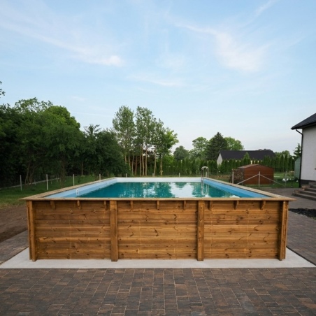 Pool AQUA 10.2 x 5.2 - H.1.45 m, hellblau, mit am Beton verschraubten Stahlprofilen