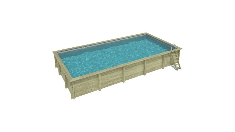 Pool AQUA 10.2 x 5.2 - H.1.45 m, grau, mit am Beton verschraubten Stahlprofilen