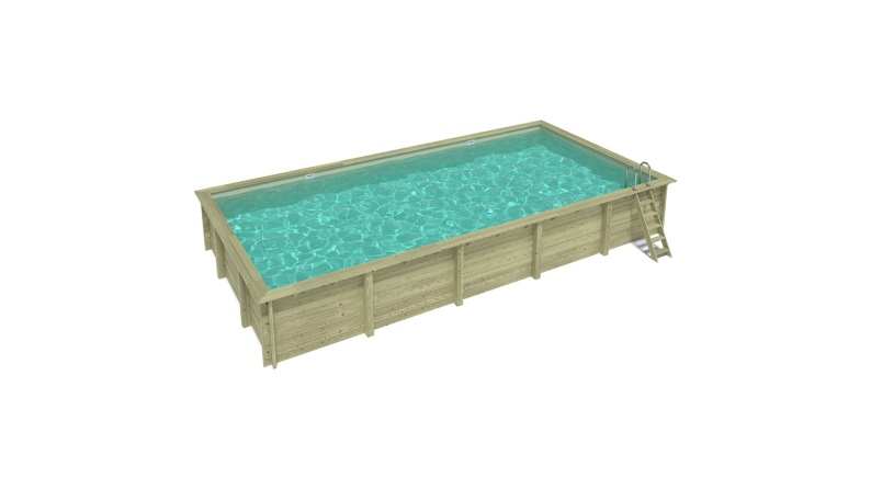 Pool AQUA 10.2 x 5.2 - H.1.45 m, sandfarben, mit am Beton verschraubten Stahlprofilen