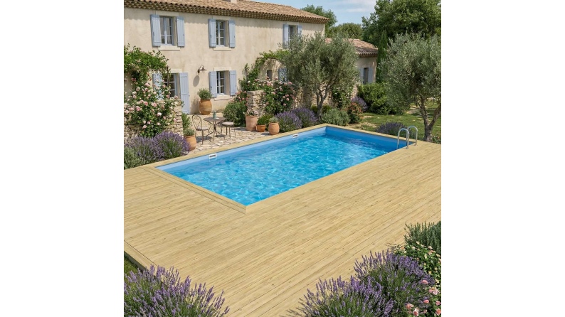 Pool AQUA 10.2 x 5.2 - H.1.45 m, hellblau, auf Rahmen - ohne Betonieren