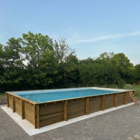 Pool AQUA 10.2 x 5.2 - H.1.45 m, sandfarben, auf Rahmen - ohne Betonieren
