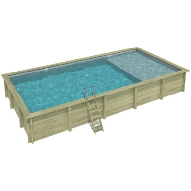 Pool AQUA 10.2 x 5.2 - H.1.45 m mit Liegefläche, grau, mit Stahlprofilen zum Einbetonieren