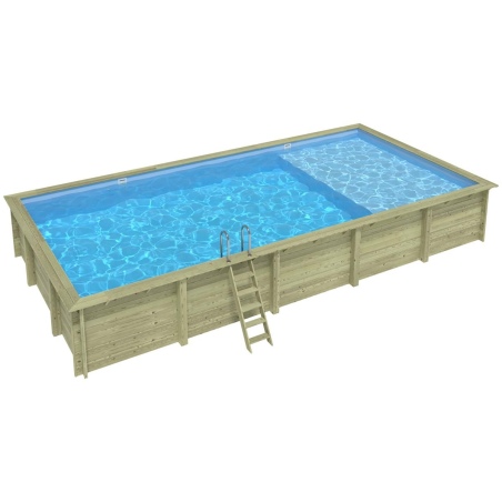 Pool AQUA 10.2 x 5.2 - H.1.45 m mit Liegefläche, hellblau, auf Rahmen - ohne Betonieren