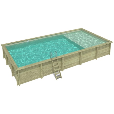 Pool AQUA 10.2 x 5.2 - H.1.45 m mit Liegefläche, sandfarben, auf Rahmen - ohne Betonieren