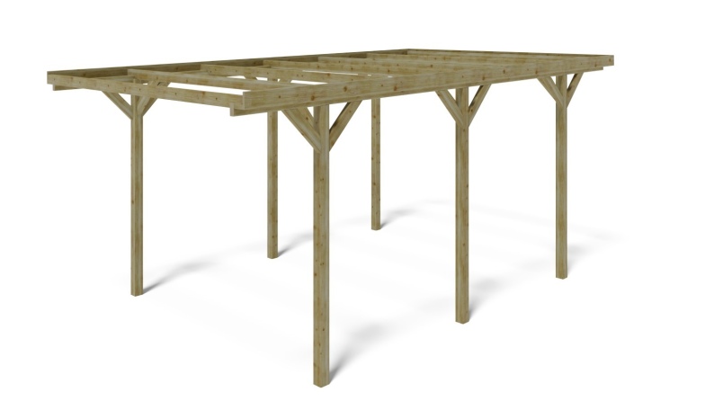 Carport Garagendach 3.04x5.12 m - 15.57 m2