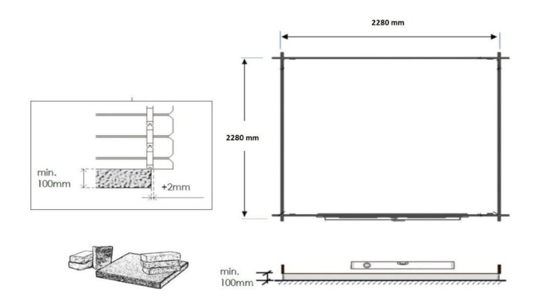 Gartenhaus, Gerätehaus 6.05m2 - 2.46x2.46m - 19mm