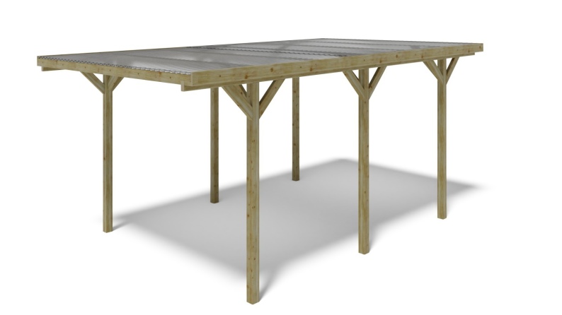 Carport Garagendach 3.04x5.12 m - 15.57 m2 - PVC-Abdeckung 