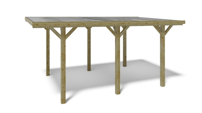 Carport Garagendach 3.04x5.12 m - 15.56 m2 - PVC-Abdeckung 