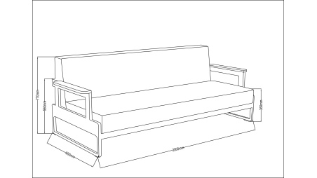 Dreisitzer-Gartensofa 90x200xH.77 cm
