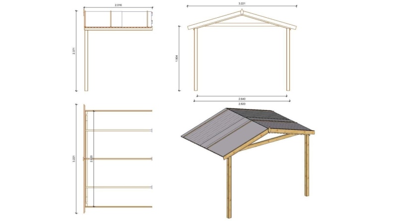 Gartenhaus, Gerätehaus – 3x3 m mit Anbau 3x2.76 m - 15 m²