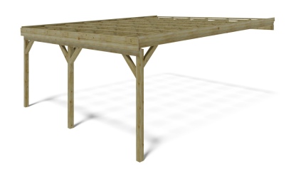 Carport Garagendach 5.8x5.06 m - 29 m2 - an der Hauswand montiert 