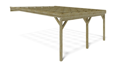 Carport Garagendach 5.8x5.06 m - 29 m2 - an der Hauswand montiert 