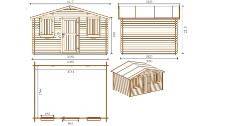 Gartenhaus, Gerätehaus 12m2 - 4x3m - 28mm