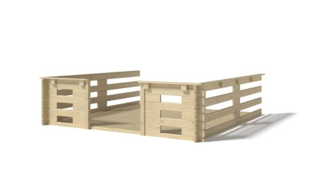 Veranda zum Gartenhaus 3x3m - Farbe Holz