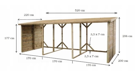 Holzschuppen 20m3 - 5.2x2m - H.2.06m - Imprägniert 