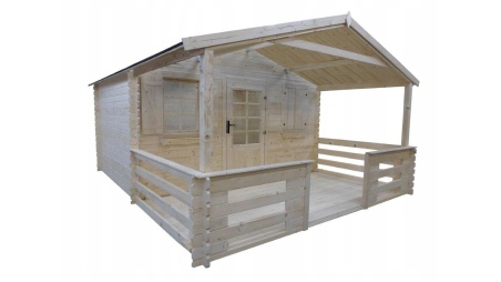 Veranda zum Gartenhaus 4x2m - Farbe Holz