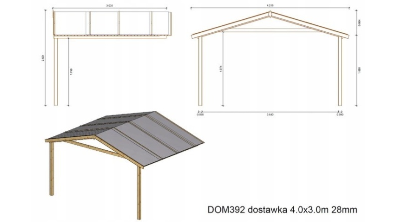 Gartenhaus, Gerätehaus – 4x4 m mit Anbau 4x3.76 m - 28 m²