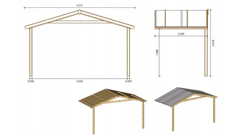 Gartenhaus, Gerätehaus – 4x3 m mit Anbau 4x2.76 m - 20 m²