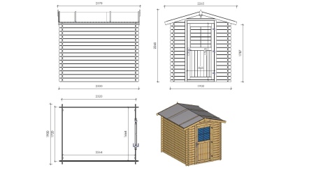 Gartenhaus, Gerätehaus 4.75m2 - 1.9x2.5m - 28mm