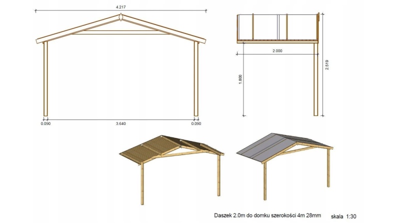 Gartenhaus, Gerätehaus – 4x3 m mit Anbau 4x2.76 m - 20 m²