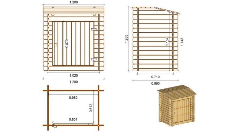 Gartenpoolschrank für Zubehör 1.2x0.89 m H.1.26 m - Imprägniert 
