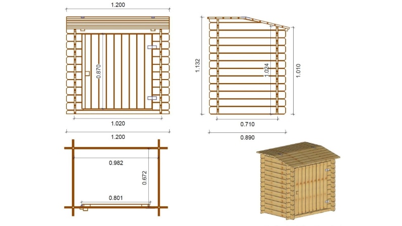 Gartenpoolschrank für Zubehör 1.2x0.89 m H.1.13 m - Imprägniert 