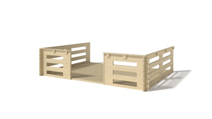 Veranda zum Gartenhaus 4x3m - Farbe Holz