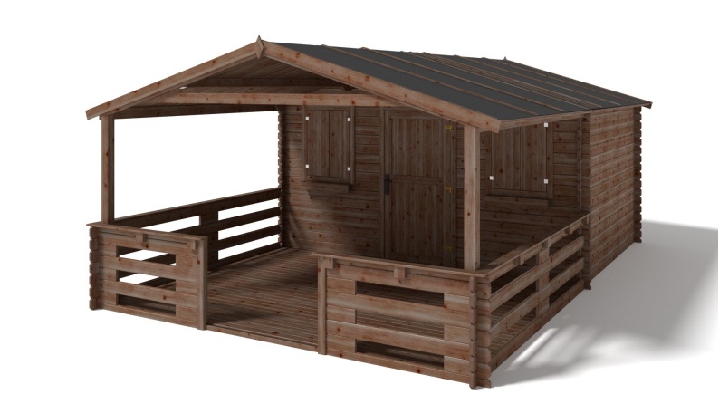 Gartenhaus, Gerätehaus – 4x3 m mit Anbau 4x2.76 m - 24 m² – Imprägniert