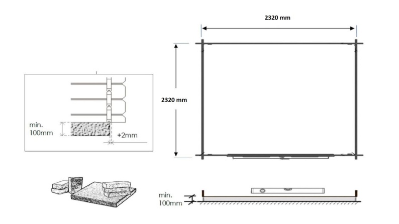 Gartenhaus, Gerätehaus 6.25m2 - 2.5x2.5m - 28mm