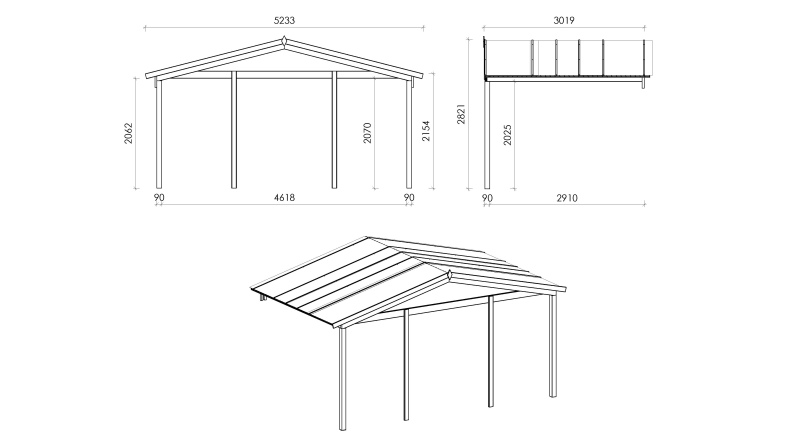 Gartenhaus, Gerätehaus – 5x4 m mit Anbau 5x3.72 m - 35 m²