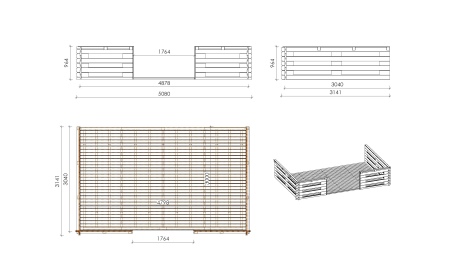 Gartenhaus, Gerätehaus – 5x4 m mit Anbau 5x3.72 m - 35 m²