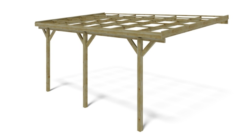 Carport Garagendach 3x5.24 m - 15 m2 - an der Hauswand montiert 