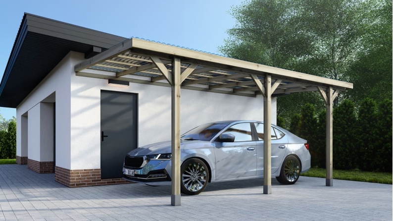 Carport Garagendach 3x5.24 m - 15 m2 - PVC-Abdeckung 